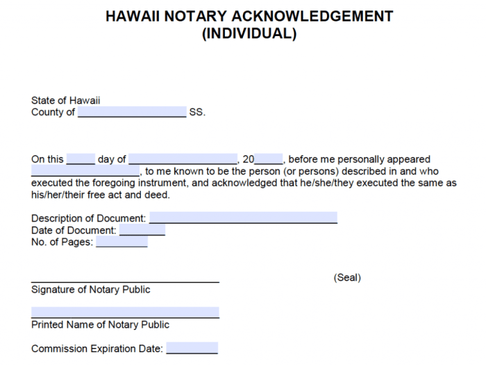 State of hawaii notary public manual