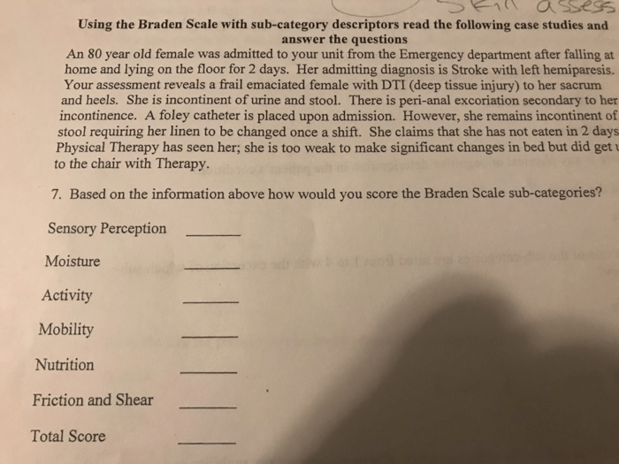 Braden scale scenarios with answers